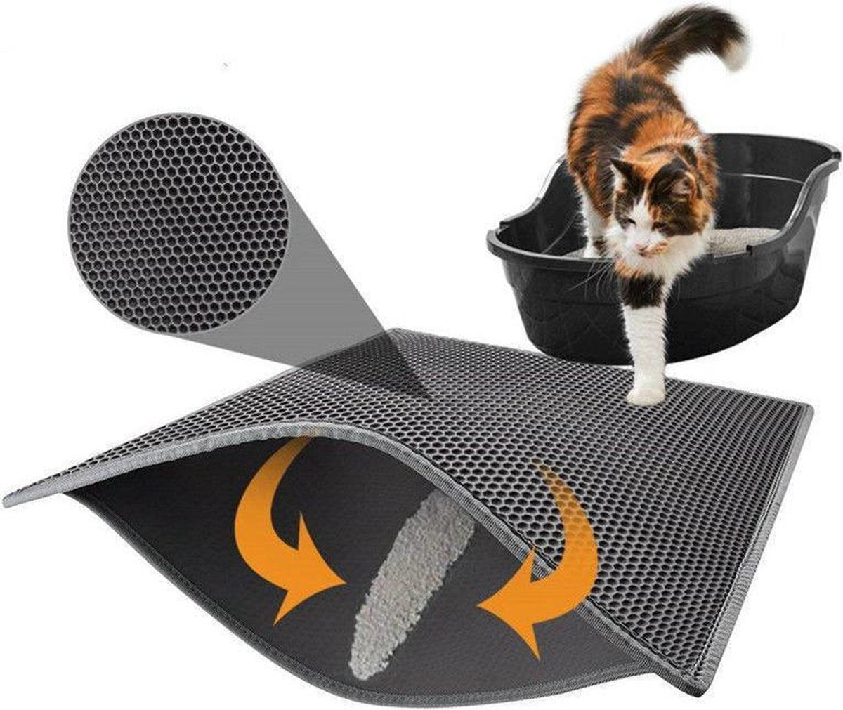 Merkloos Kattenbakmat - Grit Opvanger - 45 X 60 - Waterdicht - Kattenmat Met Filter - Kattenbak Accessoires - Kat Benodigheden - Cat Litter Mat - Dubbele Laag