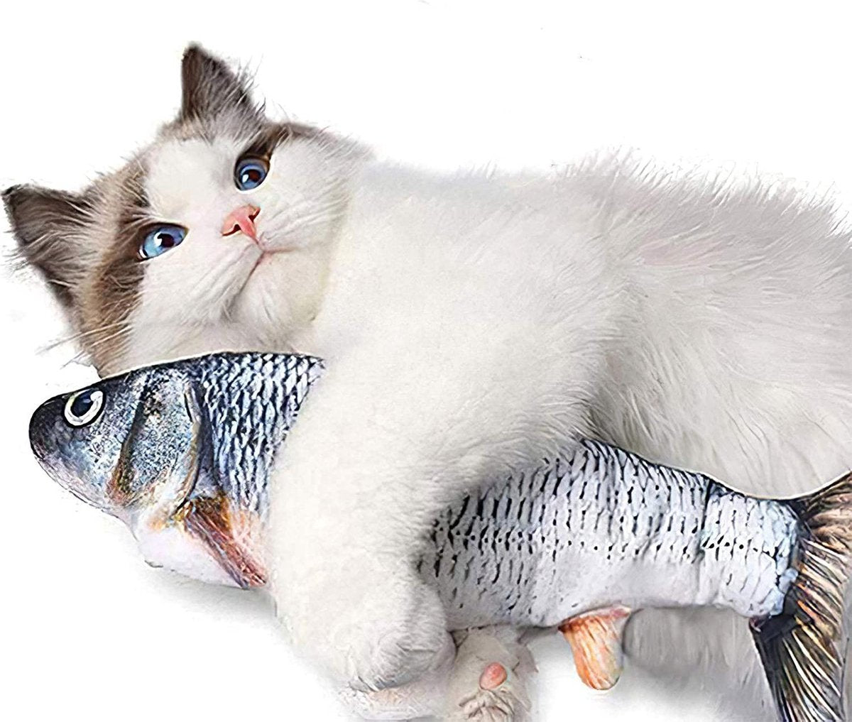 Merkloos Interactieve Oplaadbare Bewegende Vis (Grijs) - Unieke "must Have" Voor Uw Kat / Hond