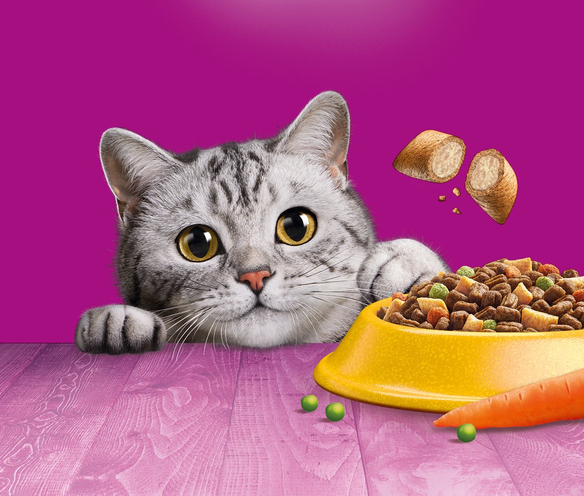  Whiskas 1+ Kattenbrokken - Kip - Doos 5 X 950 G
