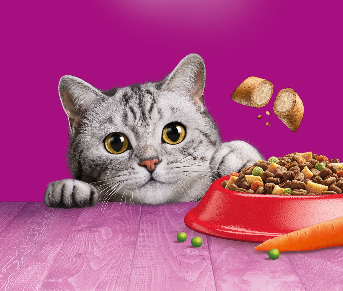  Whiskas 1+ Kattenbrokken - Rund - Doos 5 X 950 G