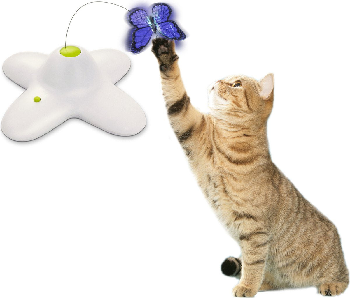  All For Paws - Interactive Flutterbug – Wit/Blauw - 1 Stuk