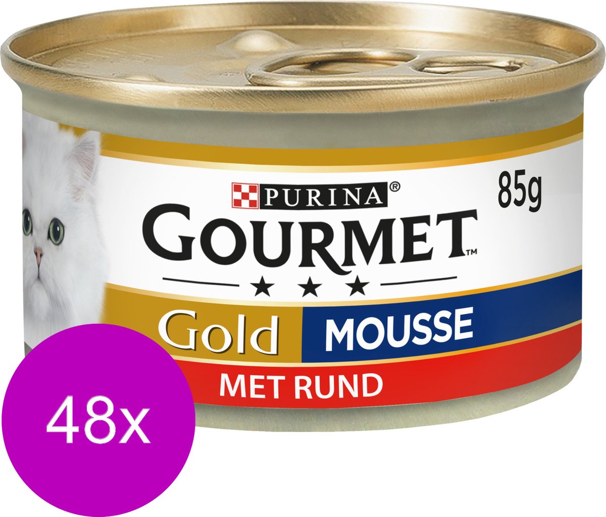Merkloos Gourmet Gold Mousse 85 G - Kattenvoer - 48 X Rund