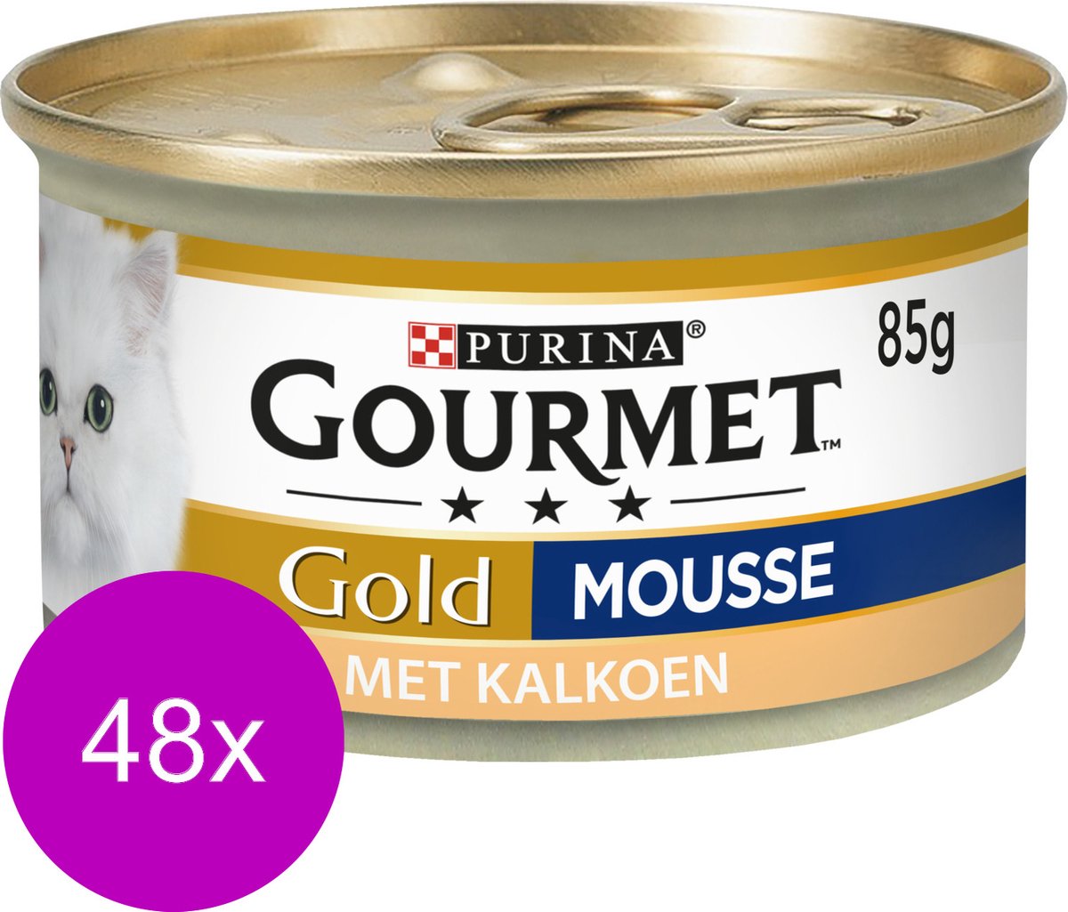 Merkloos Gourmet Gold Mousse Kalkoen - Kattenvoer - 48 X 85 G