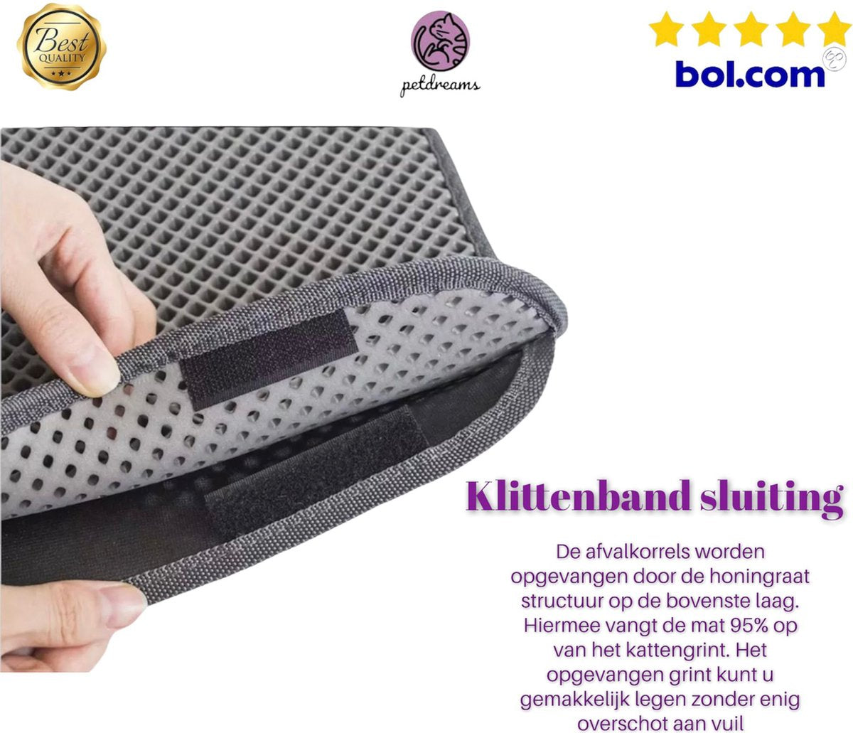  Professionele Kattenbakmat + Cadeau – Schoonloopmat Kattenbak – Katten Grit Opvanger – Dubbele Waterdichte Laag – Uitloopmat Kattenbak – Kattenverzorging – Kattenbak Accessoires - Gritmat – Kat Benodigdheden