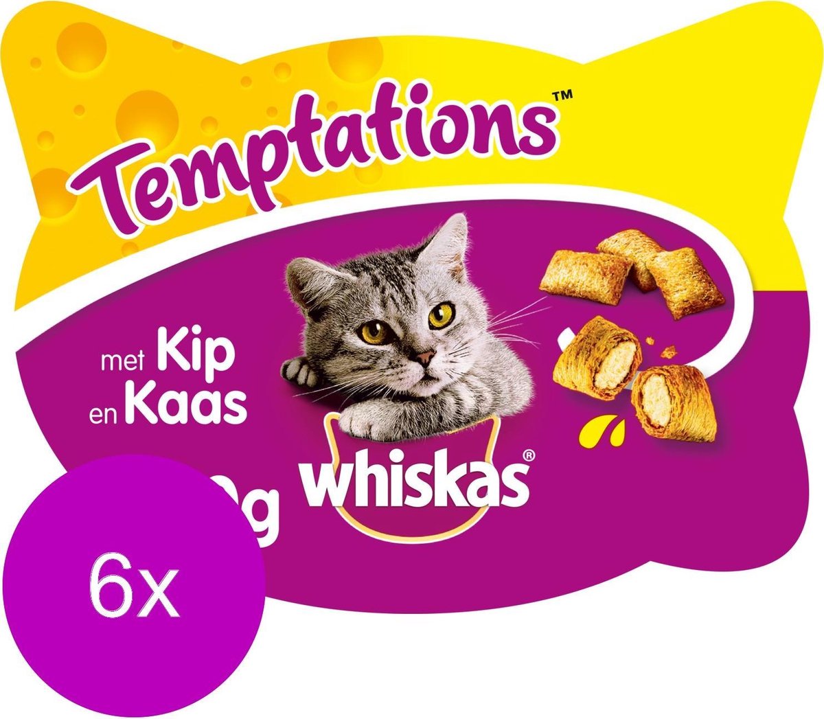  Whiskas Temptations 60 G - Kattensnack - 6 X Kip&amp;Kaas