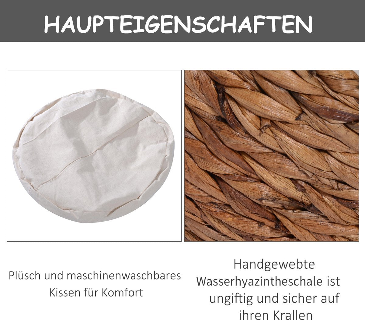  PawHut Kattenmand Rotan Kattennest Kattenbed Met Kussen Huisdierbed Bruin D30-104