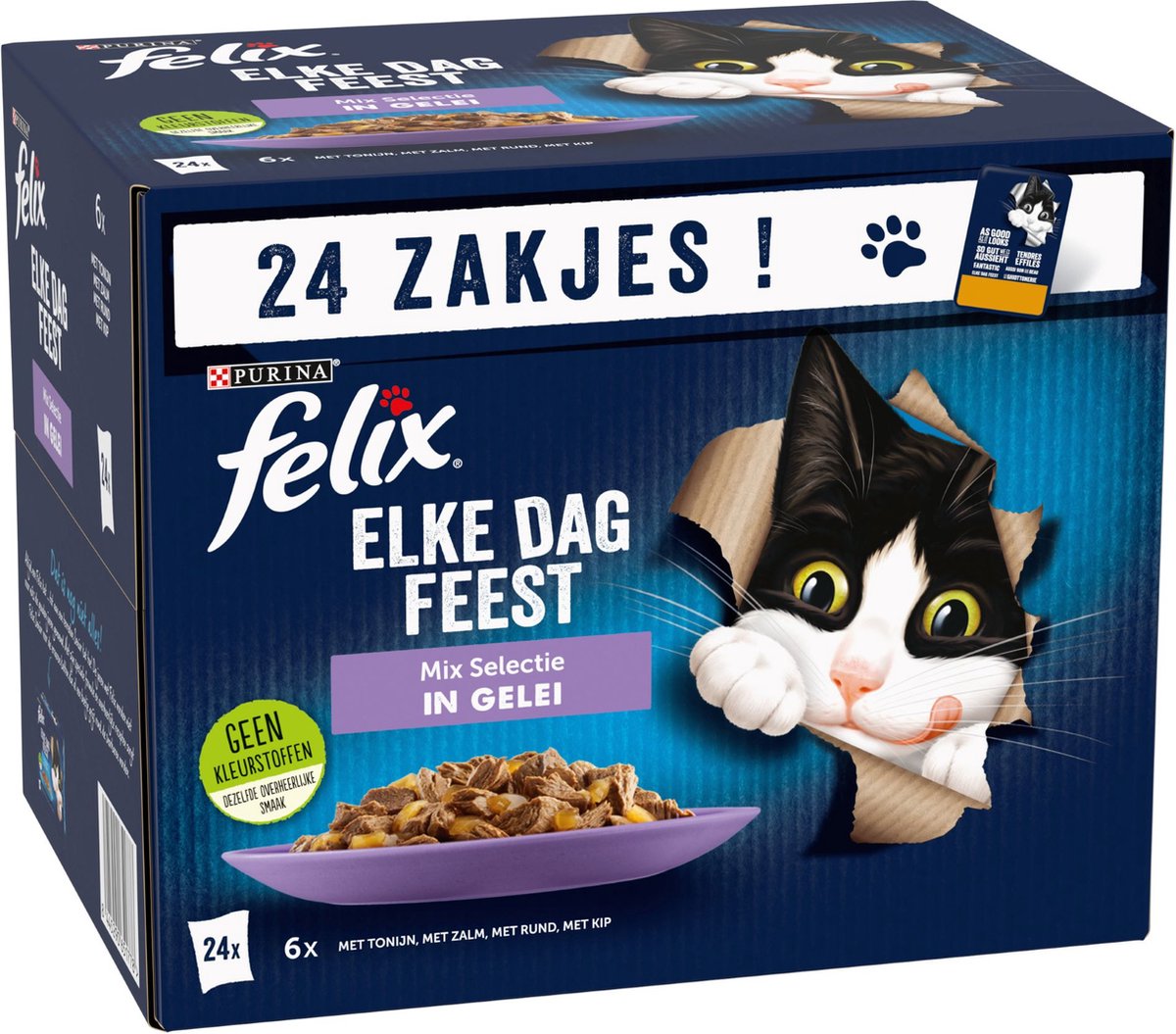  Felix Elke Dag Feest Mix Selectie In Gelei Kattenvoer Nat 4(24-pack)