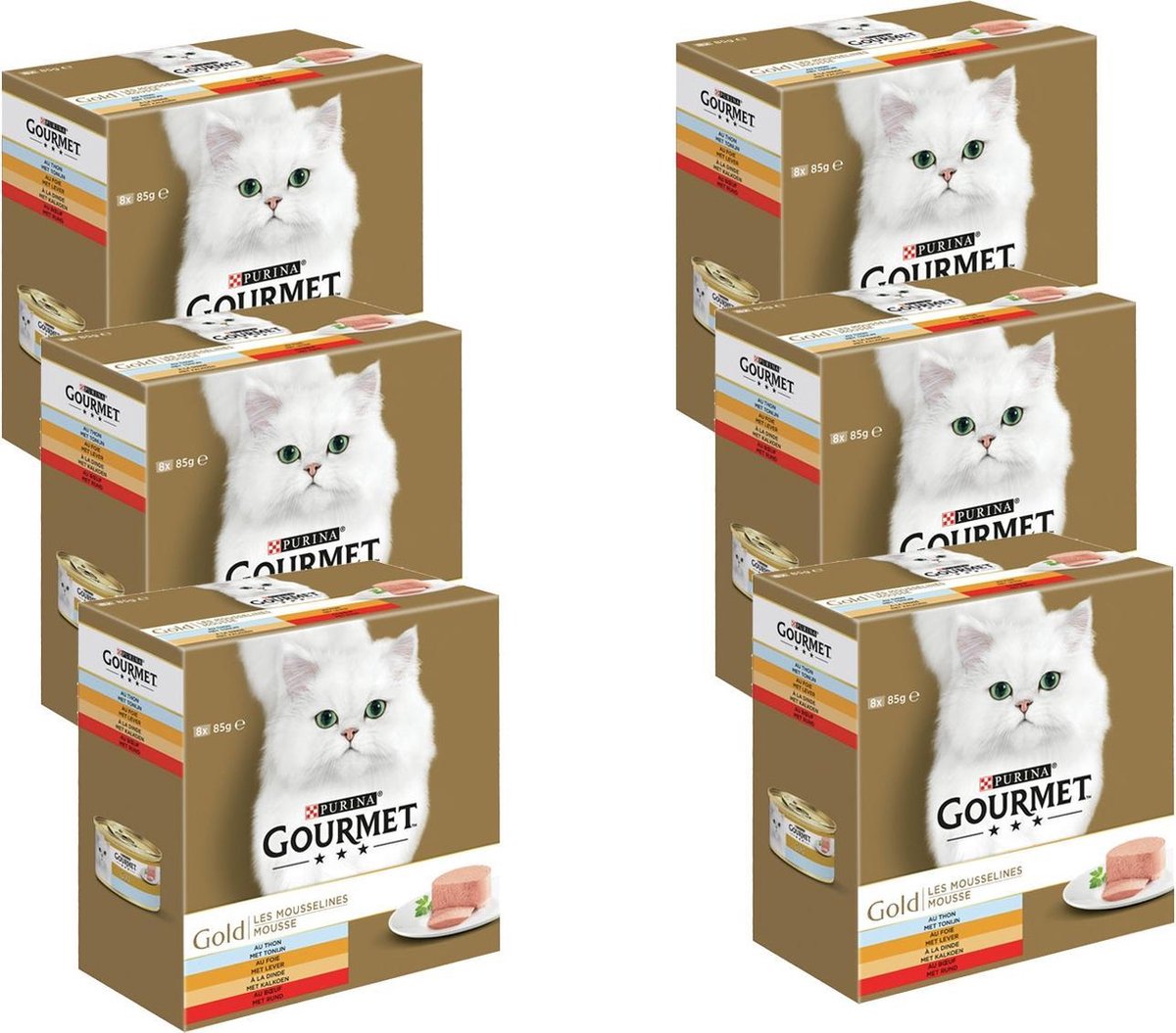  Gourmet Gold Mousse - Kattenvoer Natvoer - Met Tonijn, Lever, Kalkoen, Rund - 48 X 85 G