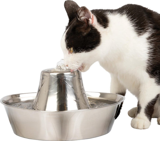  PetSafe® Seaside Stainless Steel Pet Fountain - RVS Drinkfontein Voor Katten En Kleine Honden - Water Borrelt Zacht Over De Toren - Door Het Design Van Alle Kanten Bereikbaar - 1,8 Liter - PetSafe Seaside