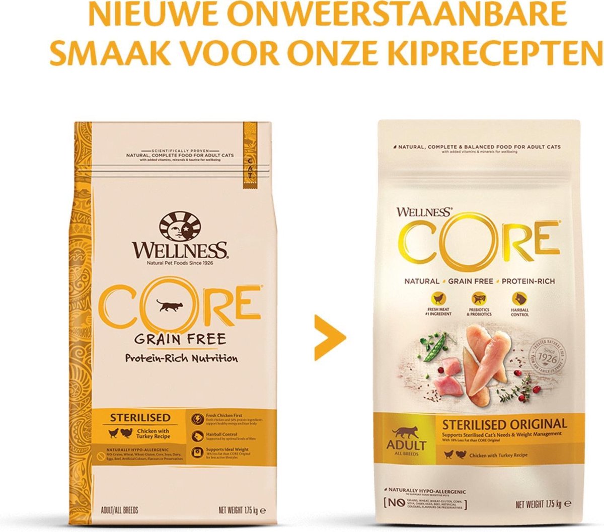  Wellness Core Grain Free Cat Sterilised Kip &amp; Kalkoen - Kattenvoer - 1.75 Kg