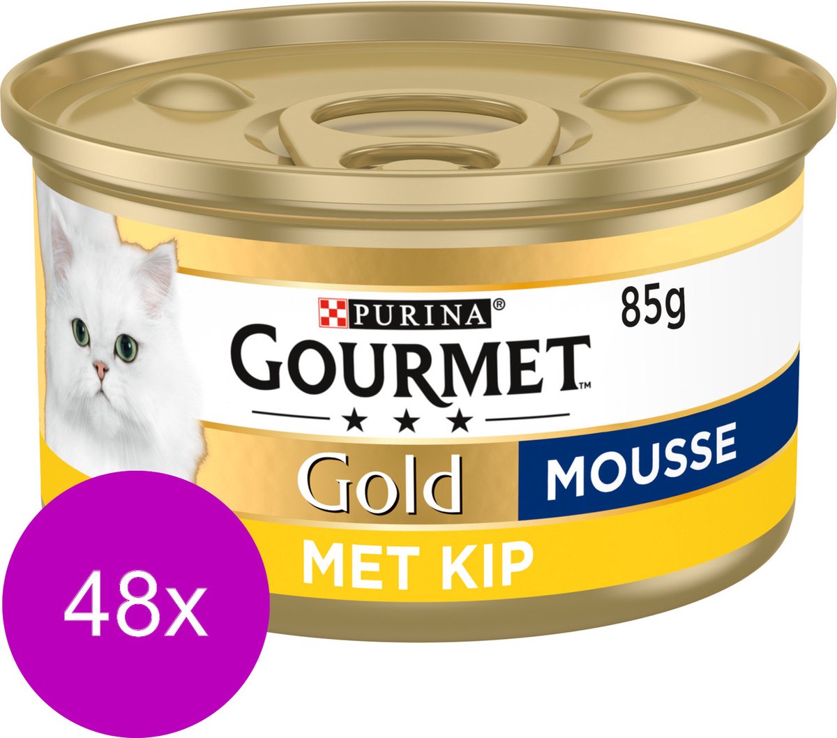 Merkloos Gourmet Gold Mousse 85 G - Kattenvoer - 48 X Kip