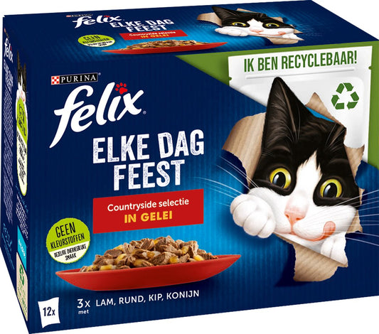  Felix Elke Dag Feest Countryside Selectie In Gelei - Katten Natvoer - 4x12x85 Gr
