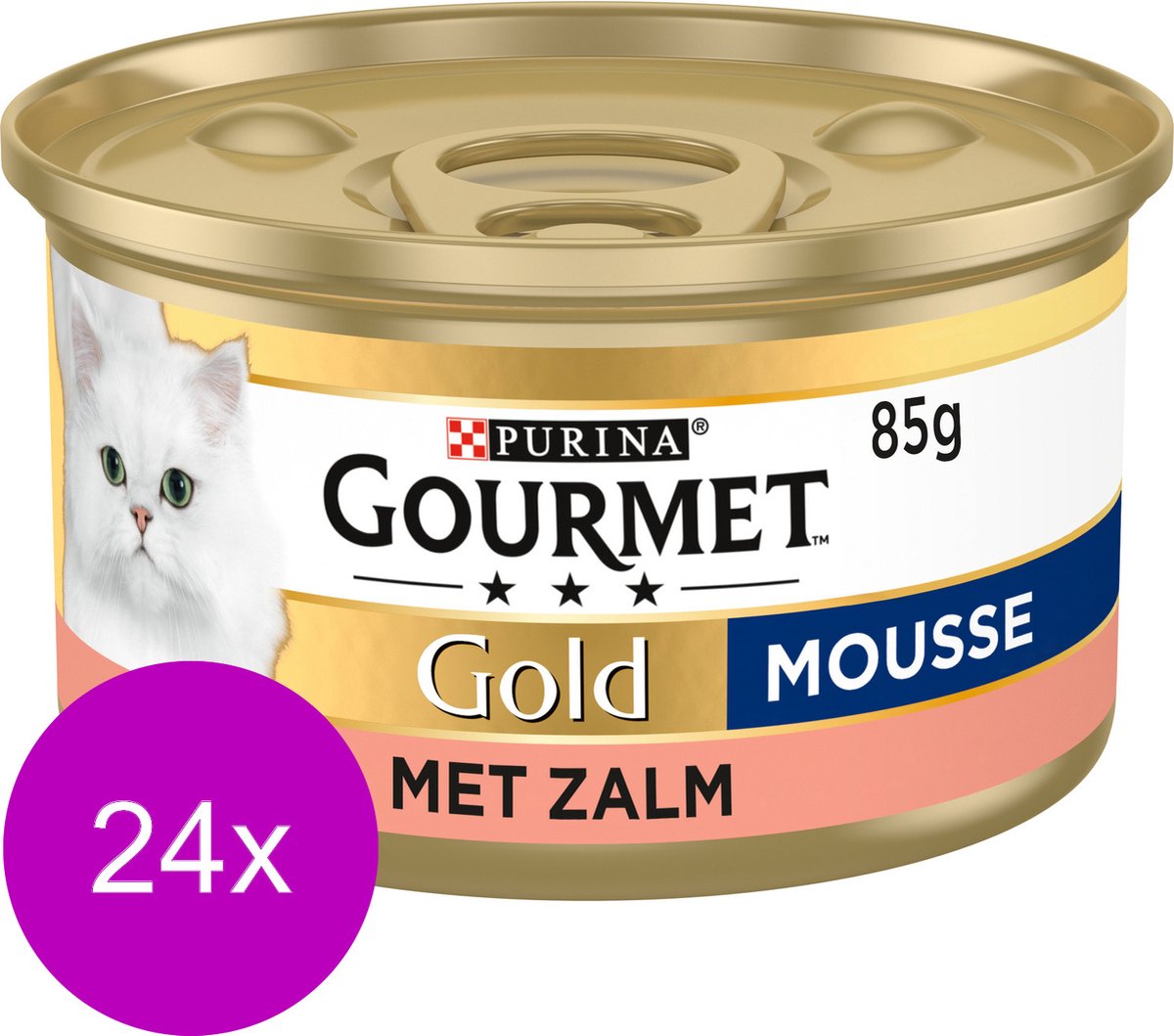  Gourmet Gold Mousse - Kattenvoer Natvoer - Zalm - 24 X 85 Gr