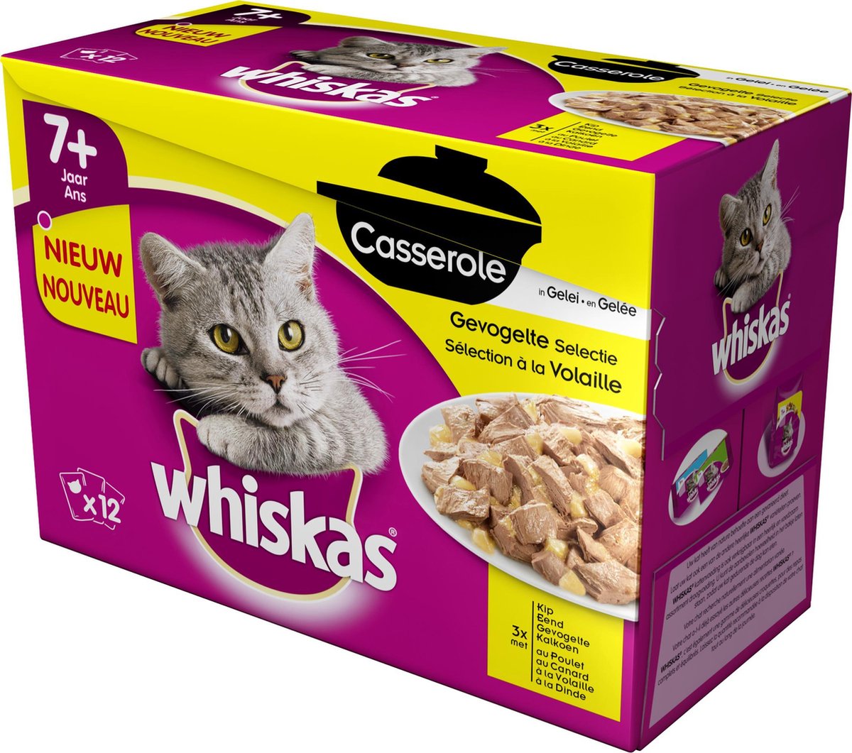  Whiskas Casserole Senior Gevogelte In Gelei 12*85g 1x4