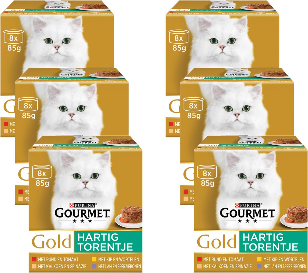  Gourmet Gold Hartig Torentje - Kattenvoer Natvoer - Vlees Met Groente Mix - 48 X 85 G