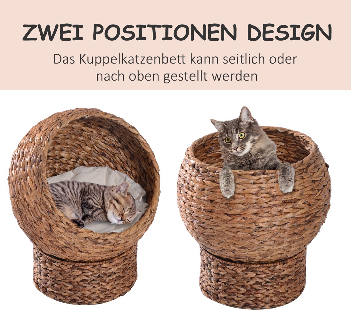  PawHut Kattenmand Rotan Kattennest Kattenbed Met Kussen Huisdierbed Bruin D30-104