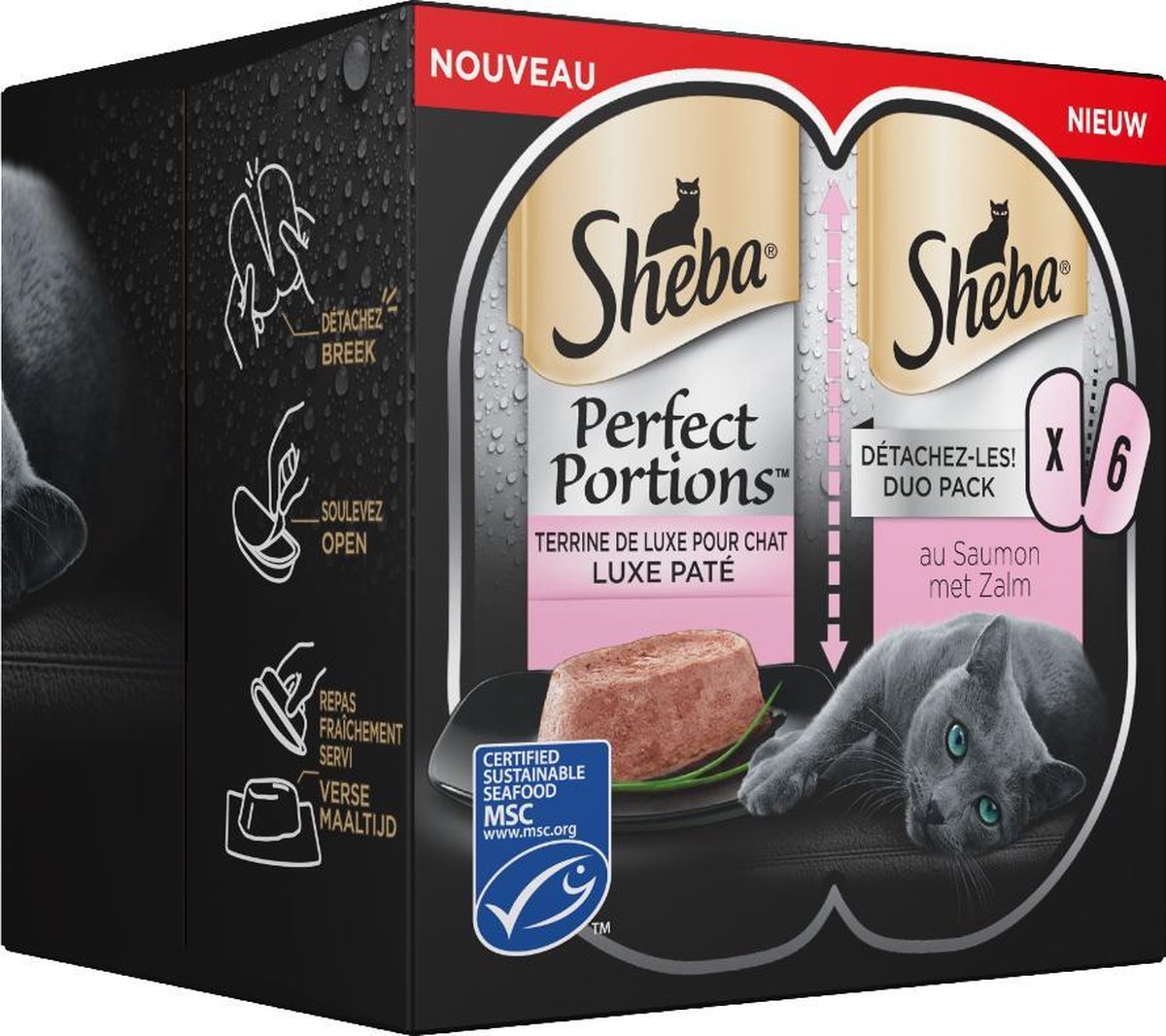  Sheba Perfect Portions Paté Katten Natvoer - Zalm - 48 Stuks