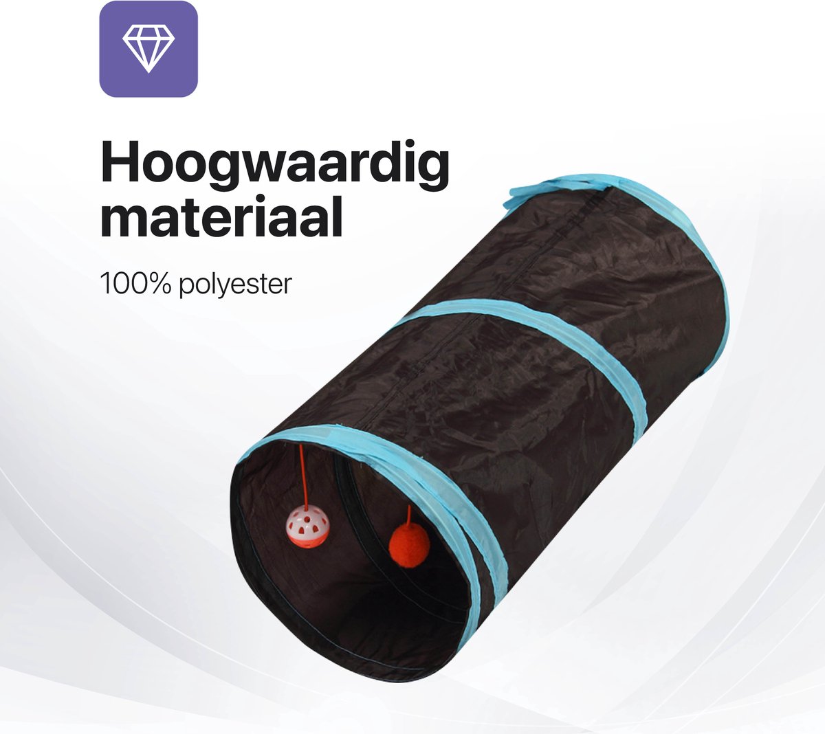 Tavaro Kattentunnel 5 Gangen - Met Speelbal - Kattenspeelgoed - Zwart / Blauw