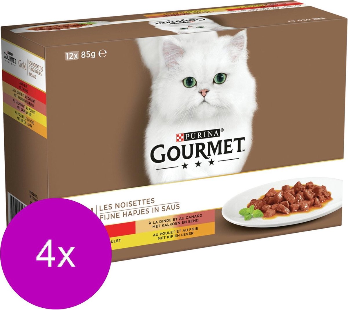  Gourmet Gold Multipack 12x85 G - Kattenvoer - 4 X Vleesmix&amp;Vlees