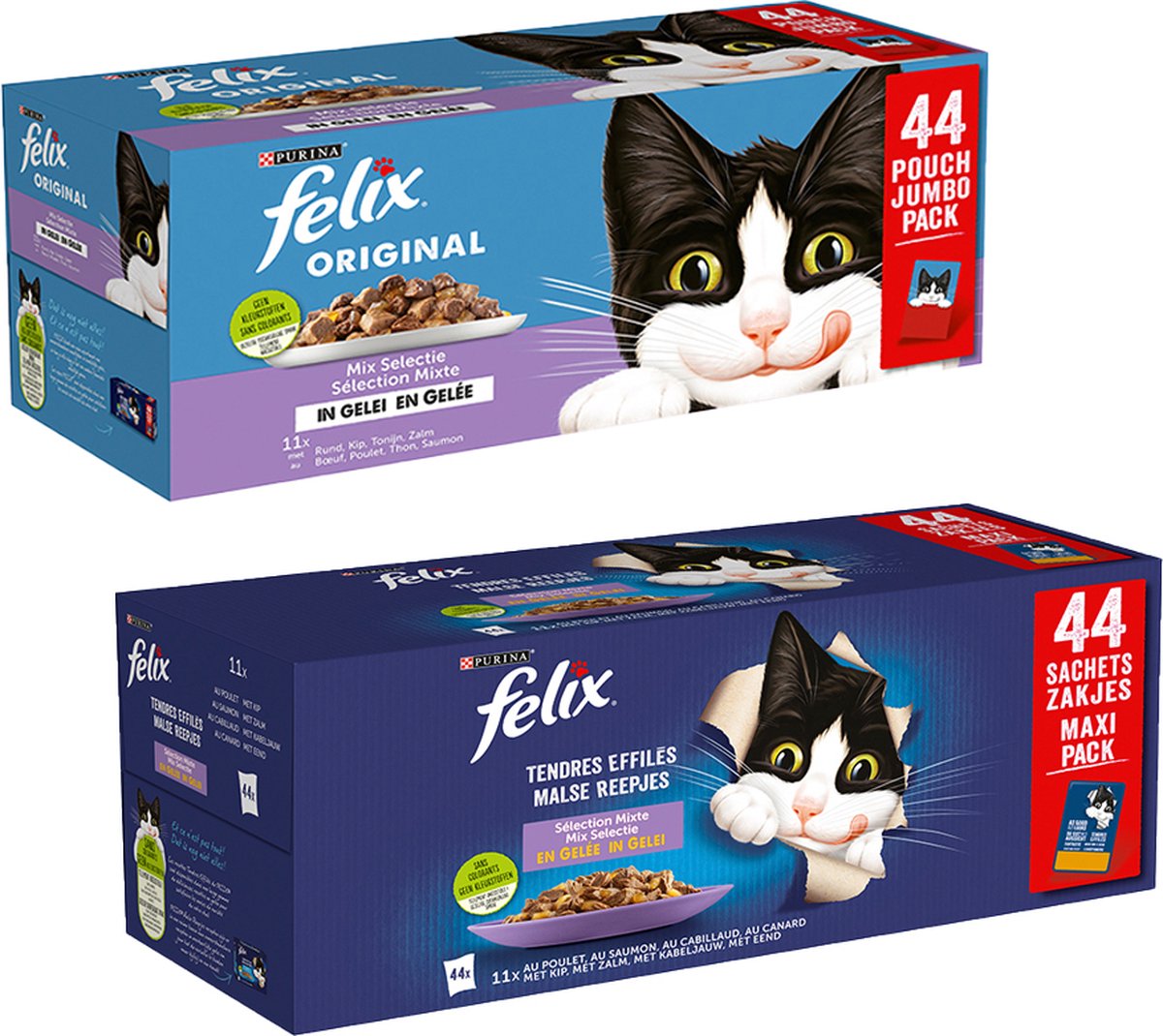  Felix Natte Kattenvoeding Mix DUOPACK - 88 Zakjes - 7,48kg