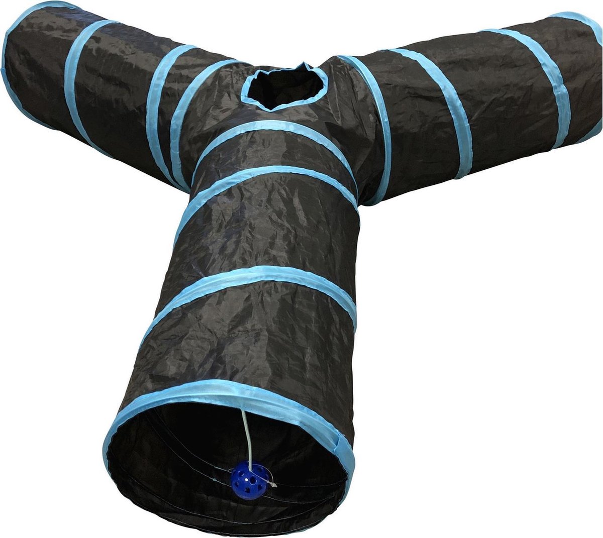  Adori Katten Tunnel 3 Gangen - Kattenspeelgoed - Ø25x50 Cm Zwart