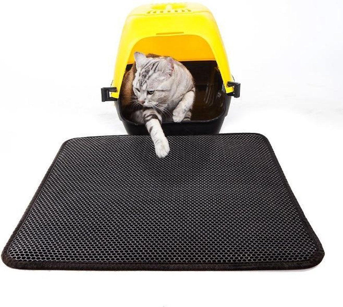  Oorspronkelijke Kattenbakmat, Kattenbak Mat Accessoire, Grit Opvangen, Honinggraad, Katten Mat, Waterdichte Dubbele Laag, Zwart, Urine/water Afstotend, Kat &amp; Kitten, Cat Litter Mat 40x50cm