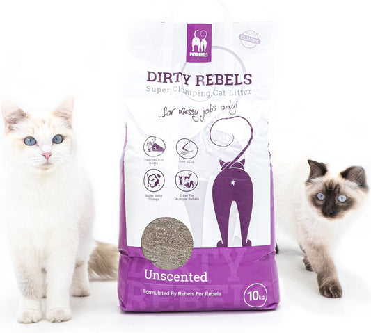  Dirty Rebels Kattenbakvulling - 10 L - Geurloos / Zonder Geur - Sterk Klontvormend - Stofvrij - 100% Natuurlijk - Premium Kwaliteit Van Petrebels