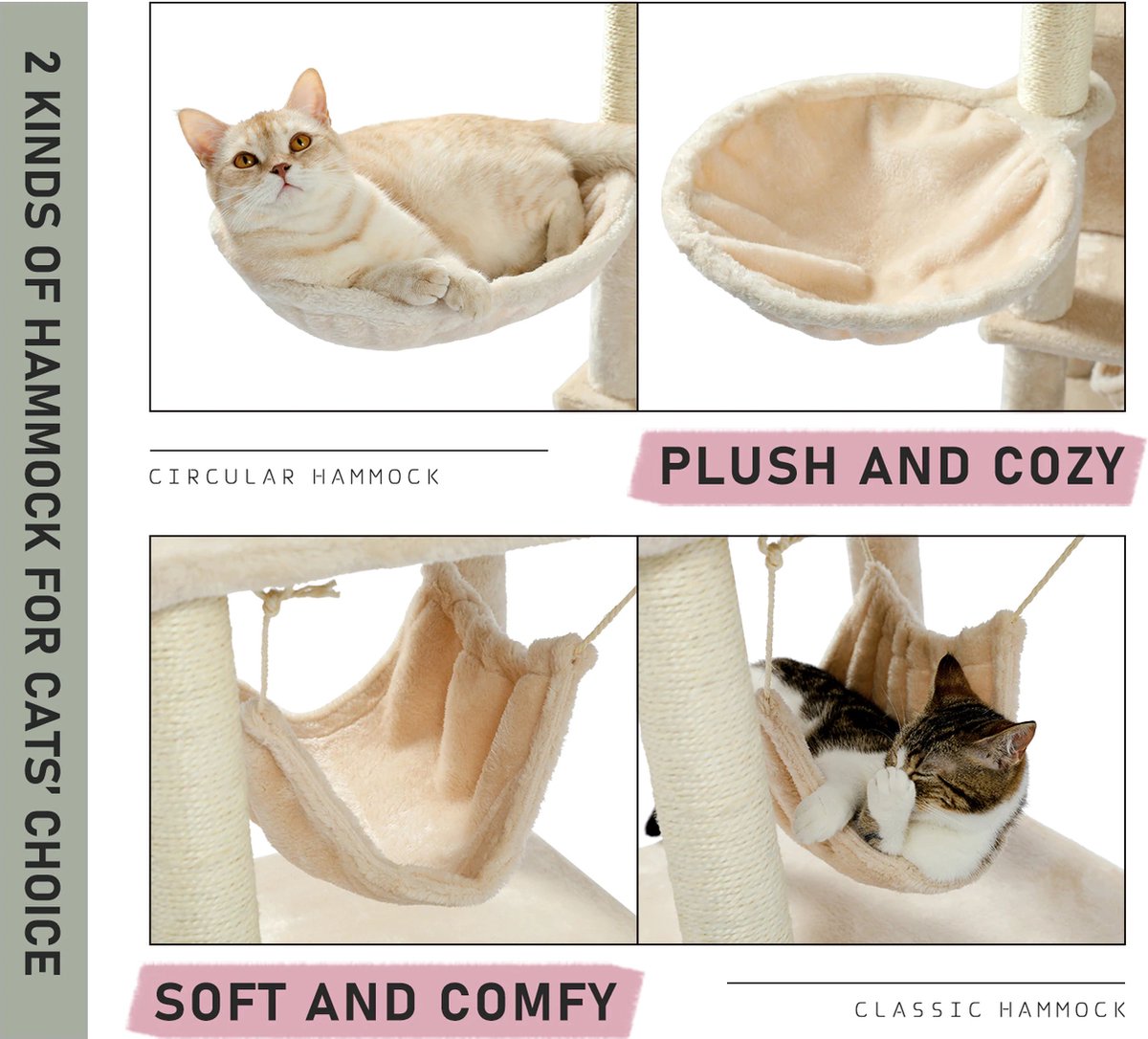  InHarmony - Katten Krab Toren Beige - Kattenkrab Toren - Katten Krabpaal - Krabpaal Kat - Krabpaal - Kattenpaal Krabpaal - Katten Paal Voor Grote Katten En Katten Paal Voor Kleine Katten