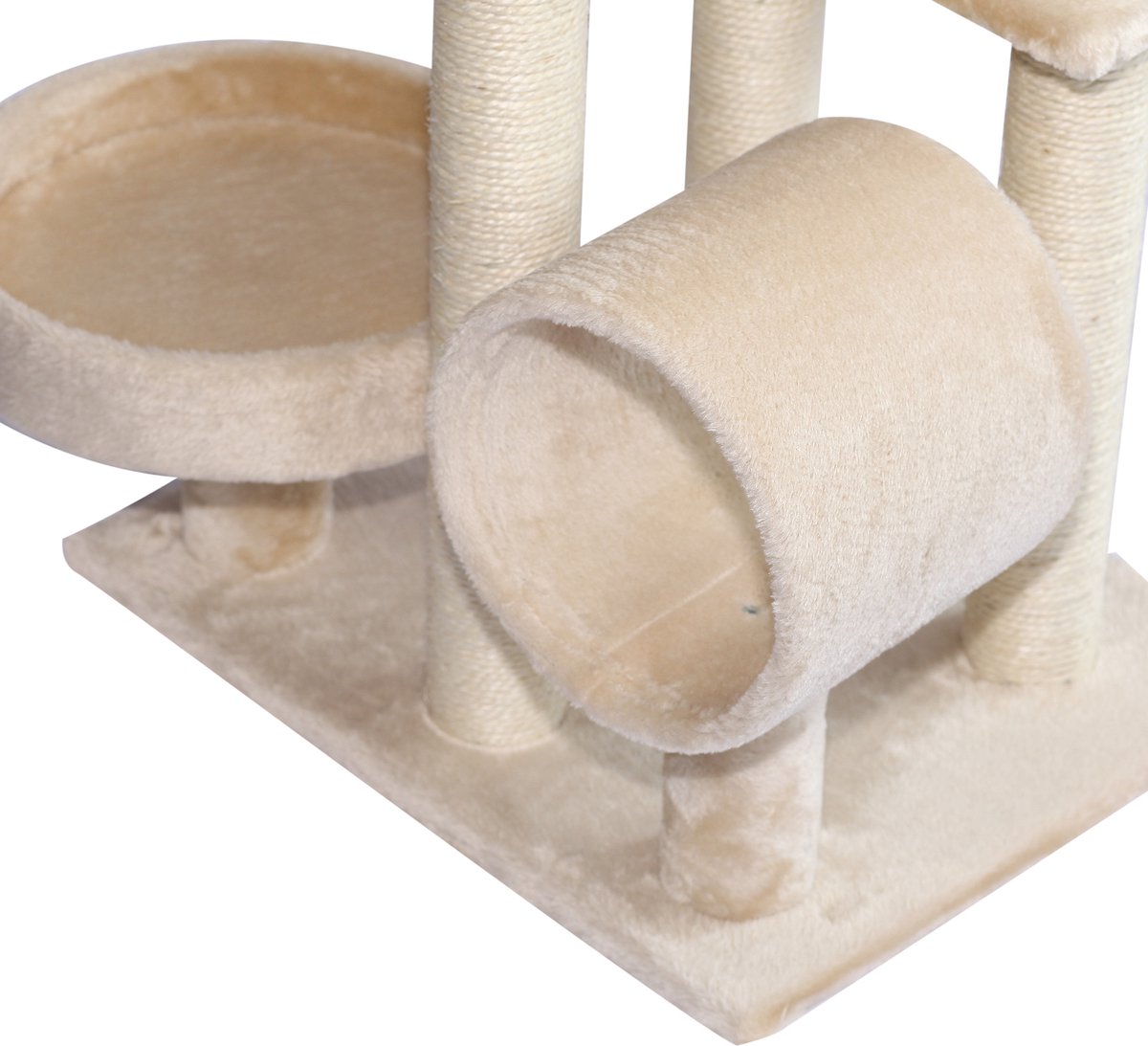  PawHut Kattenboom Kattenkrabboom Speelgoed Tunnel Katten Klimboom Krabboom Beige D30-191