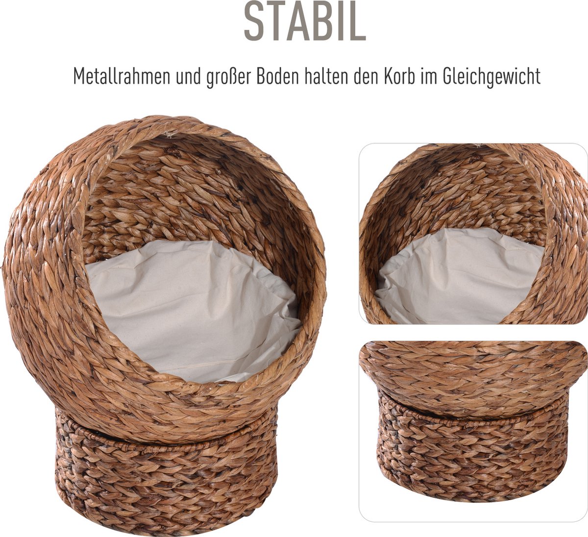  PawHut Kattenmand Rotan Kattennest Kattenbed Met Kussen Huisdierbed Bruin D30-104