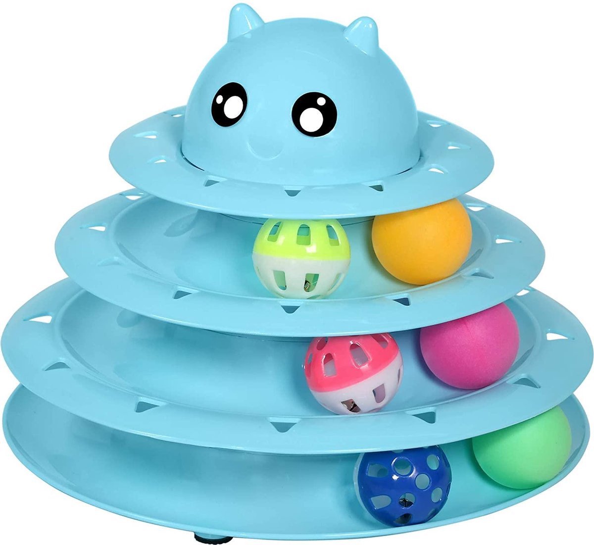  Sefaras Kattenspeeltjes - Set Bestaande Uit 14 Stuks - Kattenspeelgoed - Rond Draaiende Bal - Kattenspeeltje - Intelligente Kattenspeelgoed - Catch The Balls - Blauw