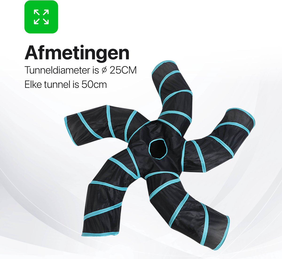  Tavaro Kattentunnel 5 Gangen - Met Speelbal - Kattenspeelgoed - Zwart / Blauw