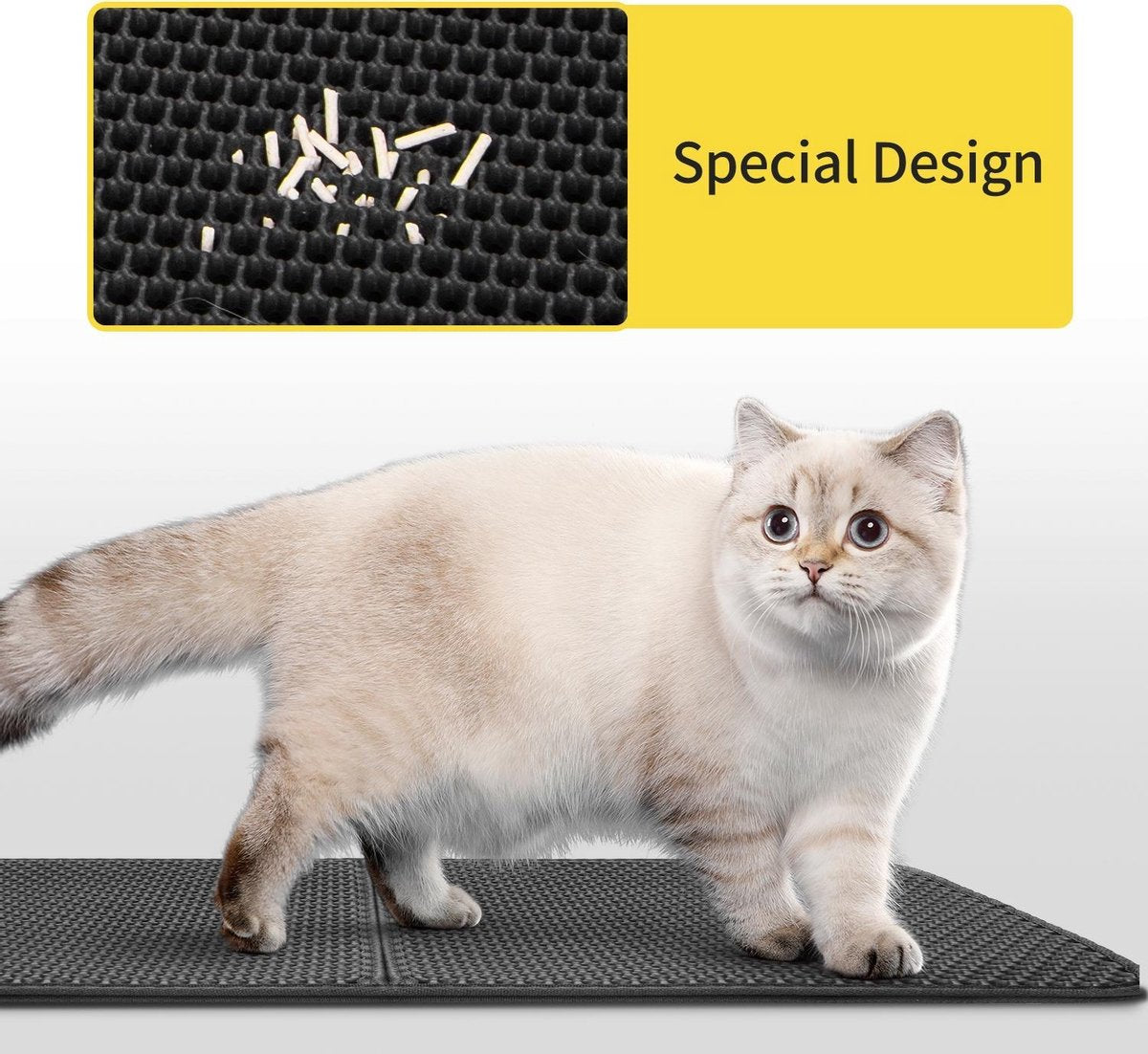  Nobleza Kattenbakmat - Kattenmat Met Filter - Kattenbak Accessoires - Grit Opvanger - 3 Lagen - Waterdicht - 60x45 Cm - Opvouwbaar - Zwart