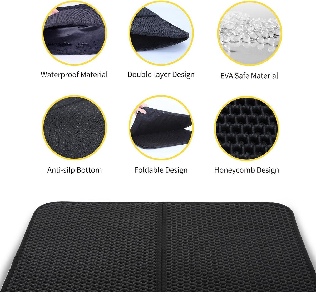  Nobleza Kattenbakmat - Kattenmat Met Filter - Kattenbak Accessoires - Grit Opvanger - 3 Lagen - Waterdicht - 60x45 Cm - Opvouwbaar - Zwart