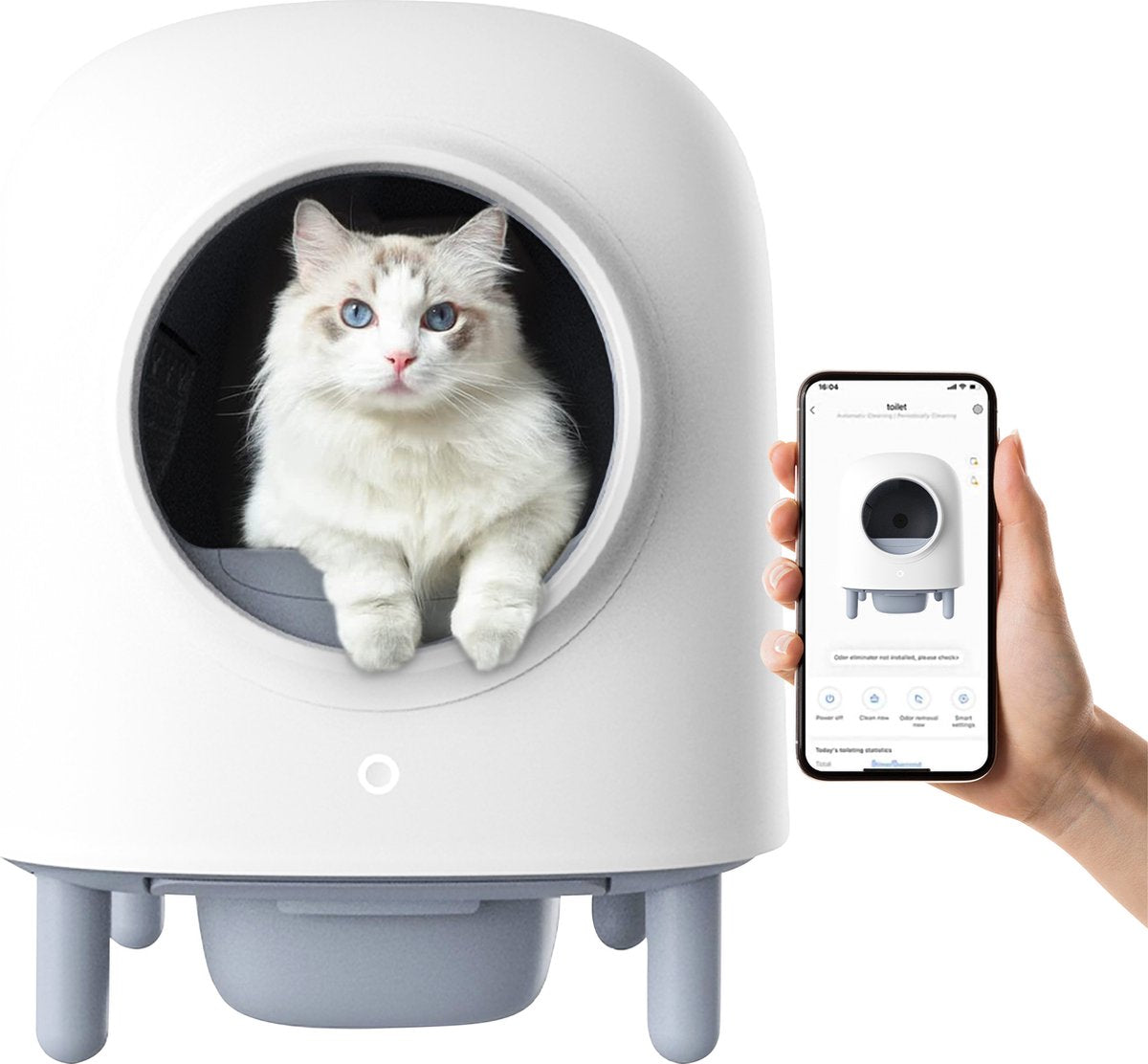 Petree Cube - Zelfreinigende Kattenbak - Automatisch - Bedienen Via De App - Katten - Anti-geur - 60 X 52 X 64 Cm