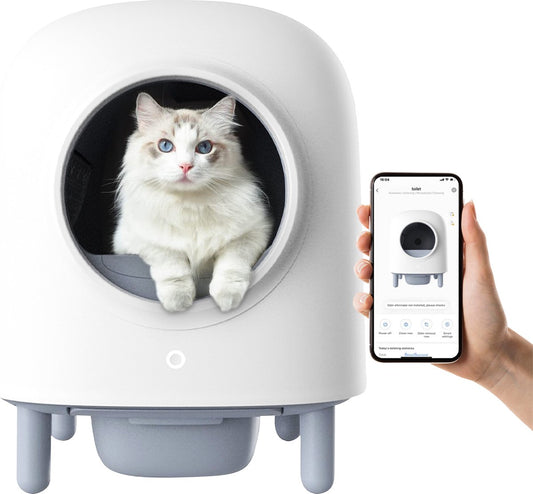  Petree Cube - Zelfreinigende Kattenbak - Automatisch - Bedienen Via De App - Katten - Anti-geur - 60 X 52 X 64 Cm