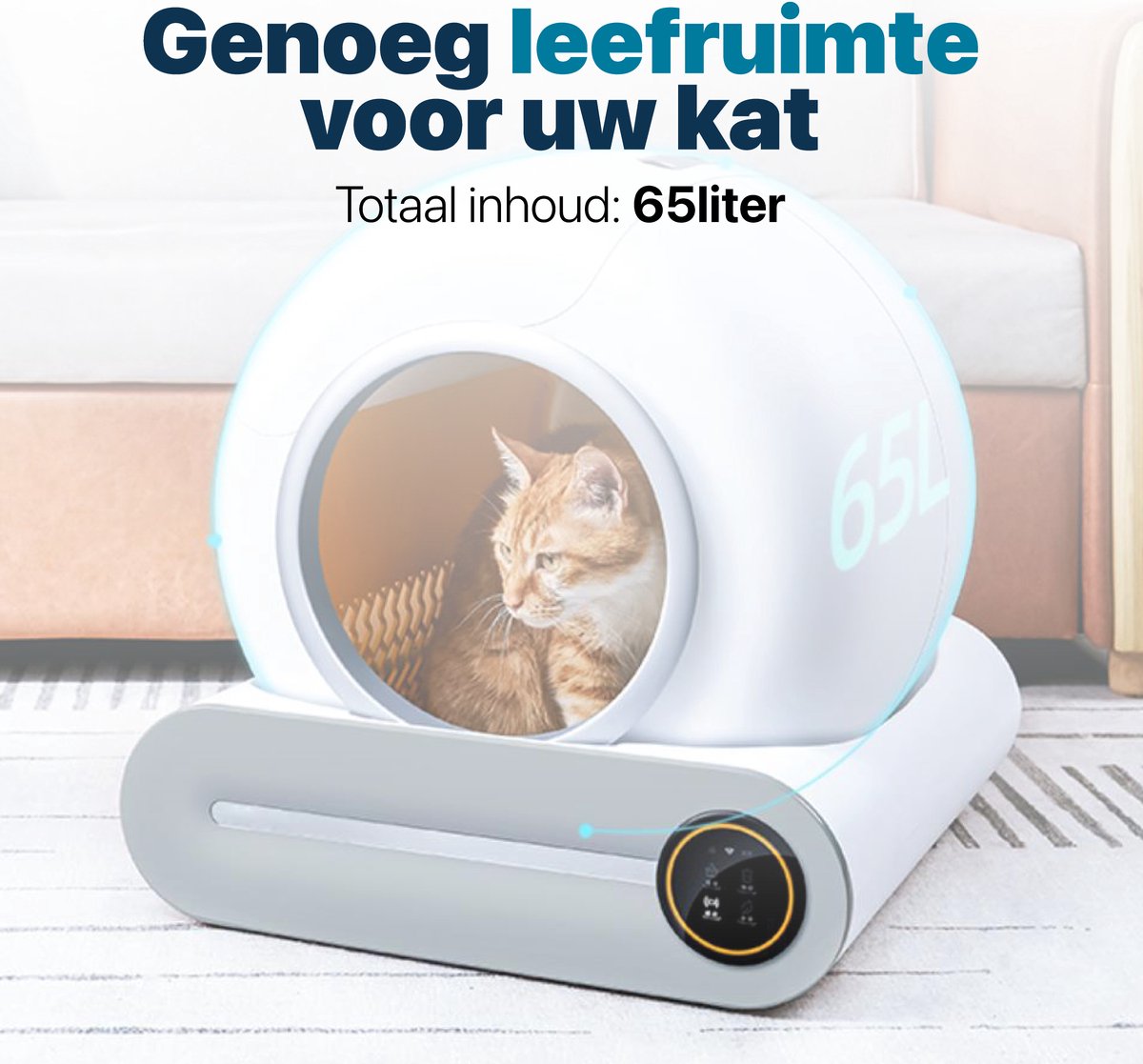  BOME Automatische Kattenbak - Zelfreinigende Kattenbak - Met App En Touchscreen - 65L