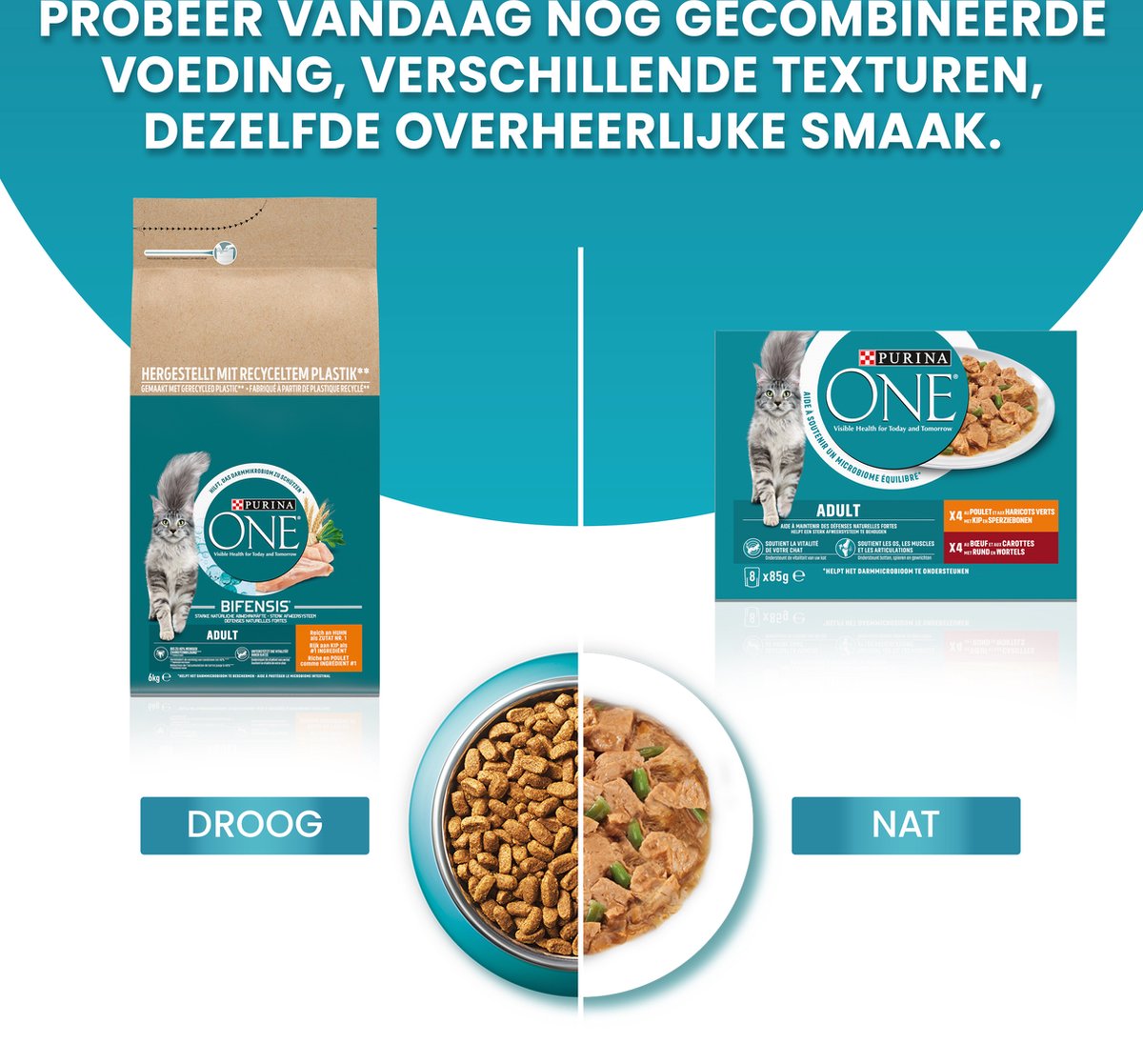  Purina ONE Adult - Kattenvoer Kip &amp; Volkoren Granen - 3kg