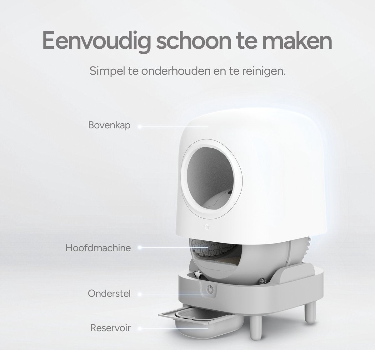  Petree Cube - Zelfreinigende Kattenbak - Automatisch - Bedienen Via De App - Katten - Anti-geur - 60 X 52 X 64 Cm