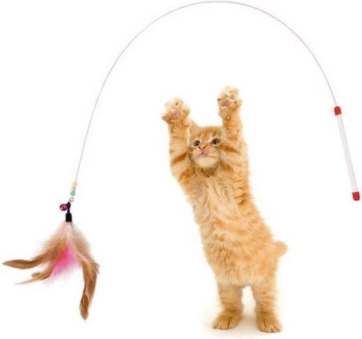  Kattenhengel - Speelgoedhengel - Hengel Met Veer - Belletje - Dieren Speelgoed - Kattenspeelgoed