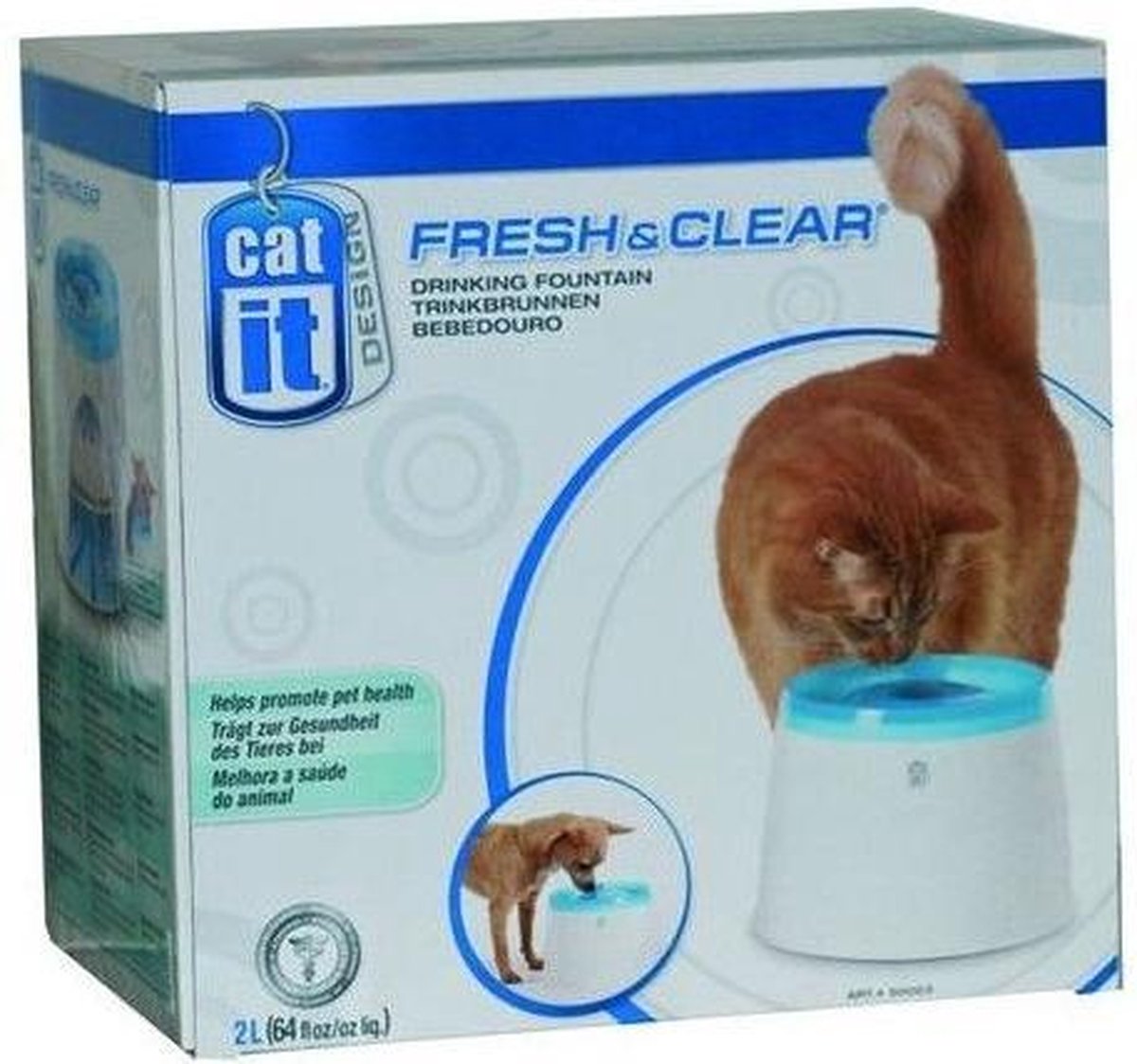  Catit Fresh And Clear - Drinkfontein Kat - Blauw /Wit - 2 L