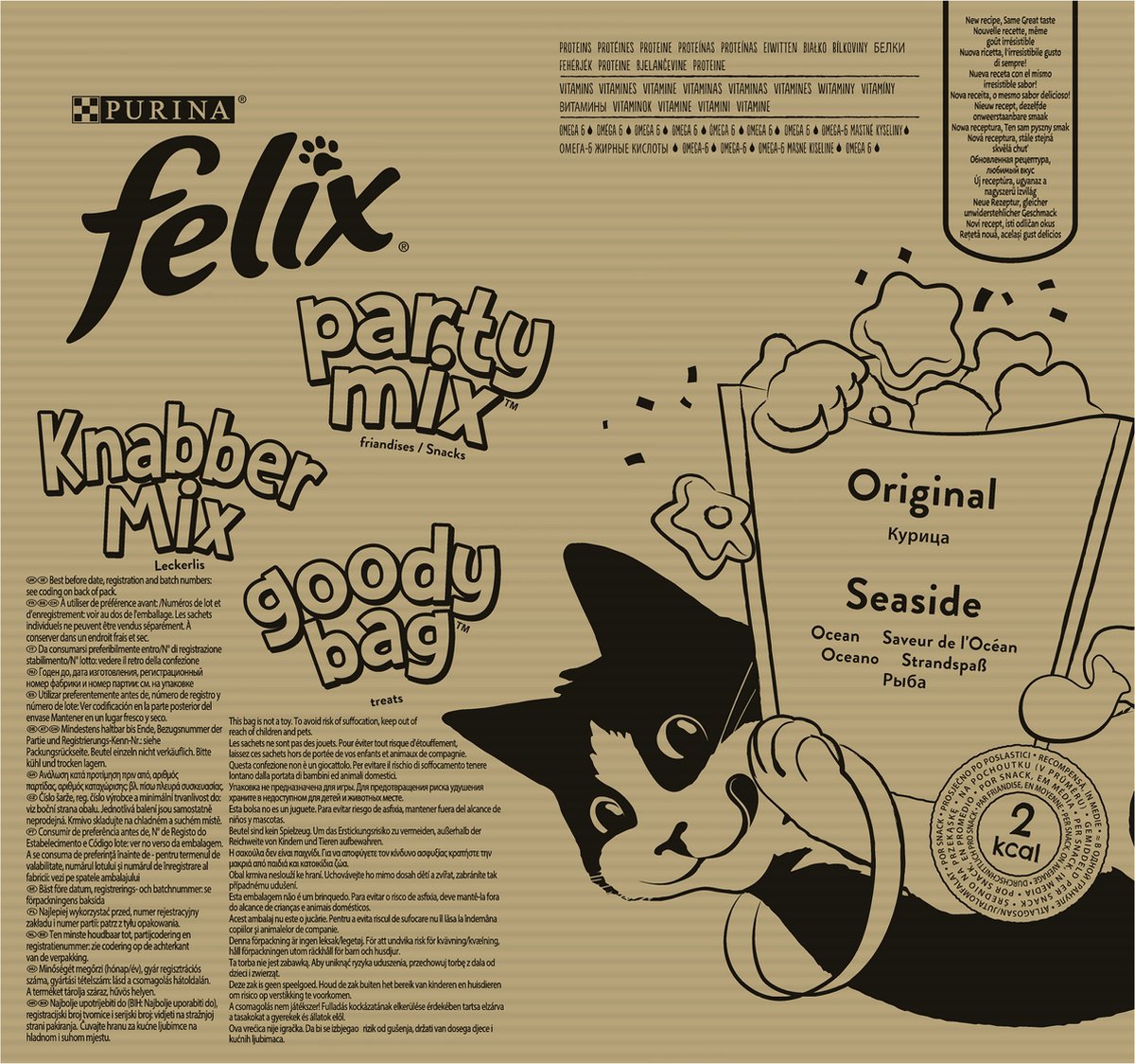  Felix Cat Snacks Party Mix - Kattensnacks Original En Seaside - 16 X 60g