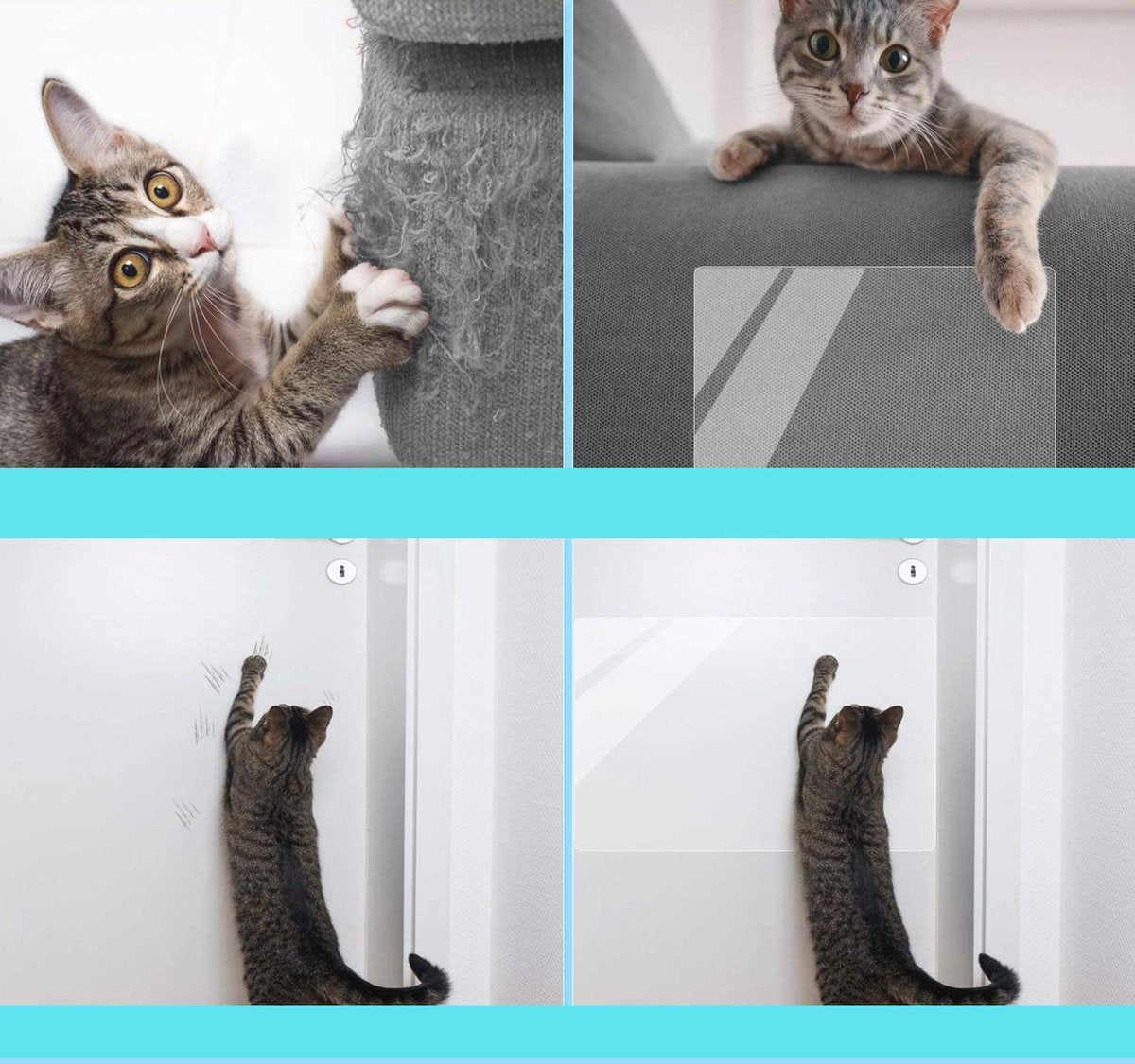  Vitamo™ Katten Anti Krab Training Sheets 6+2 Stuks Gratis - Meubelbescherming - Krabben - Diervriendelijke Trainingstape - Tegen Krabschade - Géén Punaises Nodig - Plakt Aan Beide Zijden - Transparant En Extra Groot - XL Vellen
