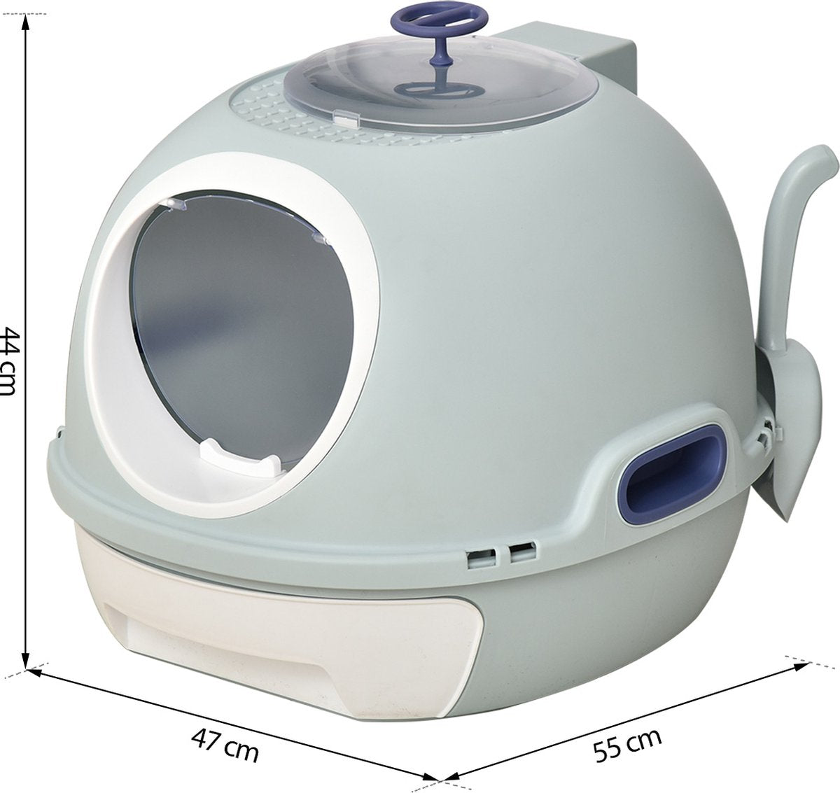  PawHut Kattentoilet Kattenbak Dakraam Bodembak Schep Draagbaar PP ABS D31-012