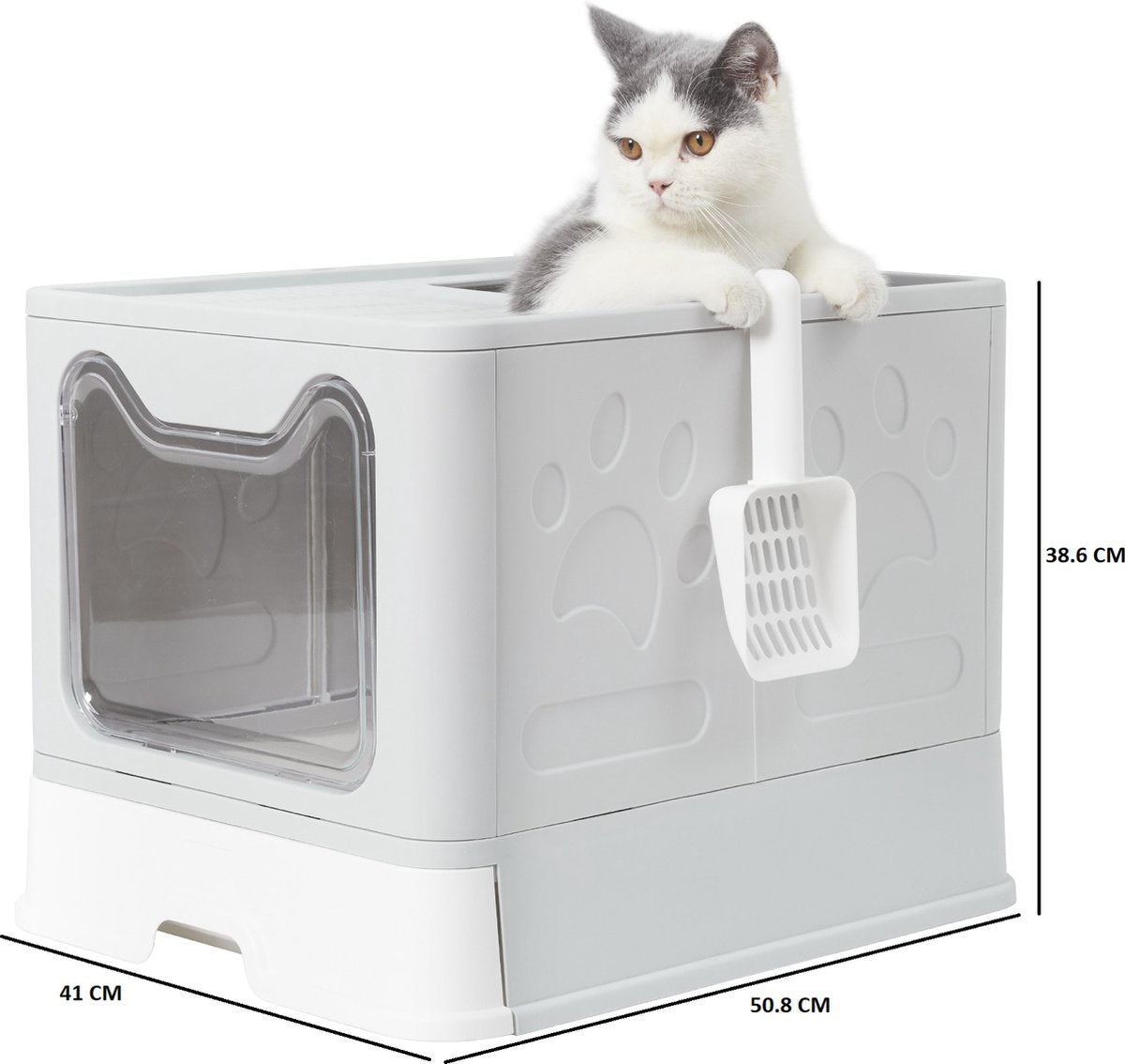  LooMar Kattenbak Groot - Kattenbak XXL - Kattenbak Grote Katten - Opvouwbaar - Grijs