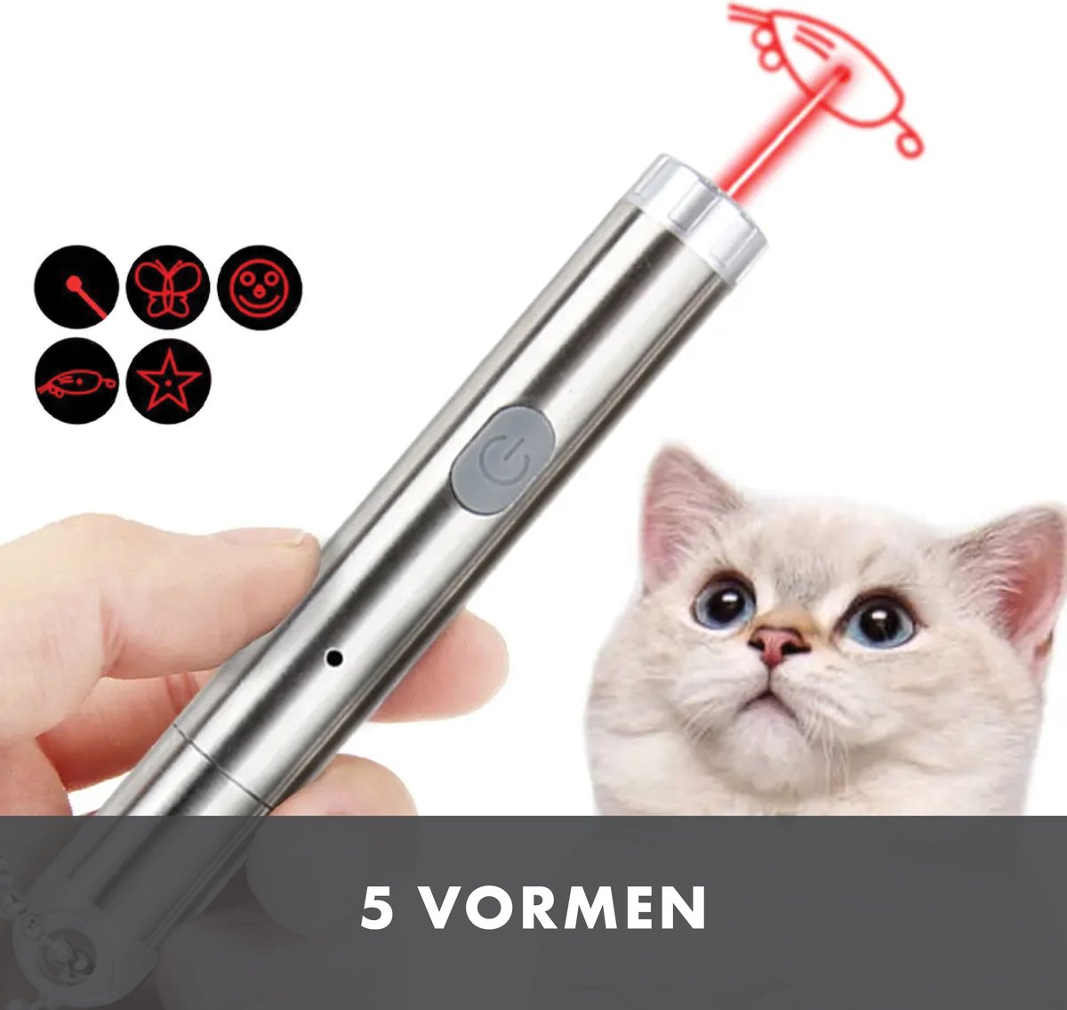Merkloos Laserpen - Laserlamp - Laserpointer - Laser - Zaklamp - UV-Licht - Multifunctioneel - 7 Verschillende Standen - Dierenspeelgoed - USB-oplaadbaar