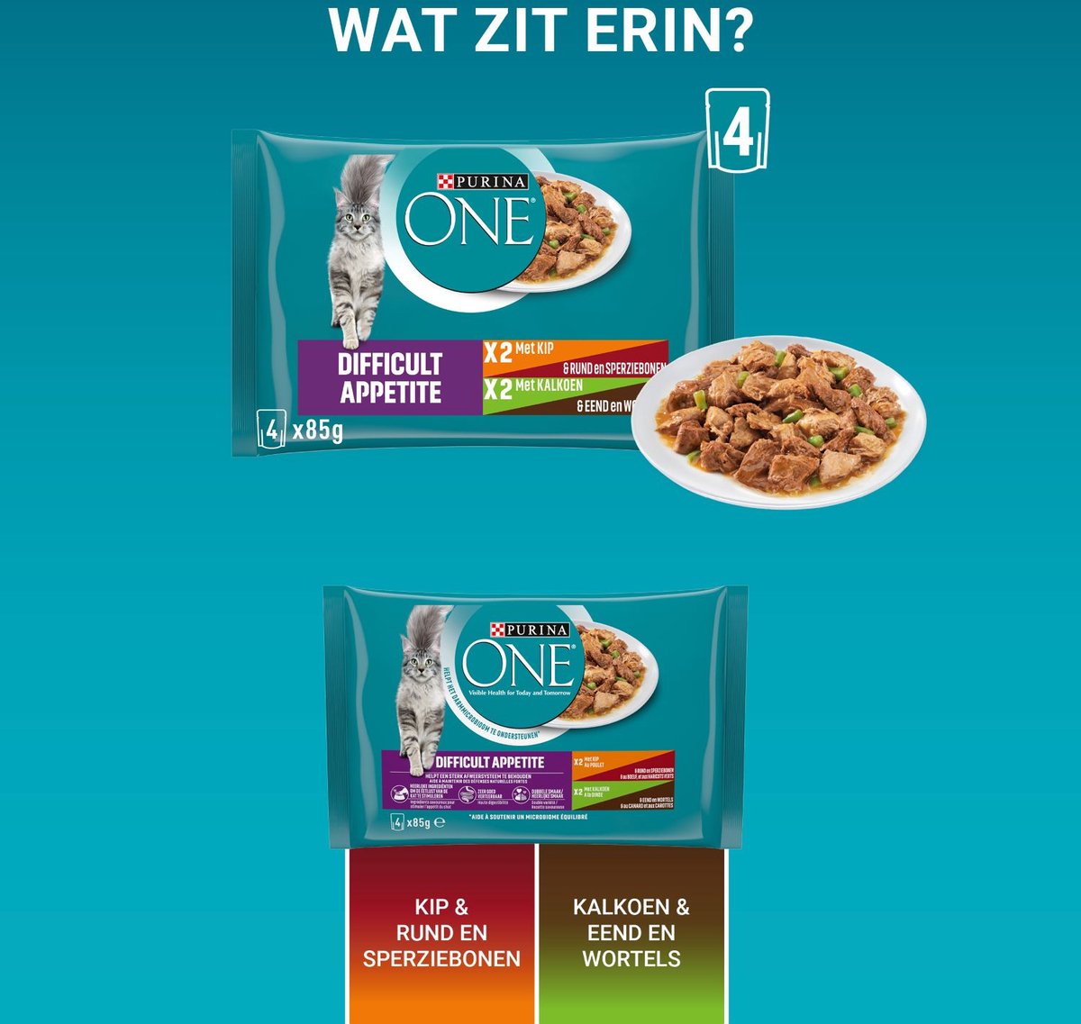  Purina ONE Difficult Appitite Kip - Kattenvoer - 48 X 85g