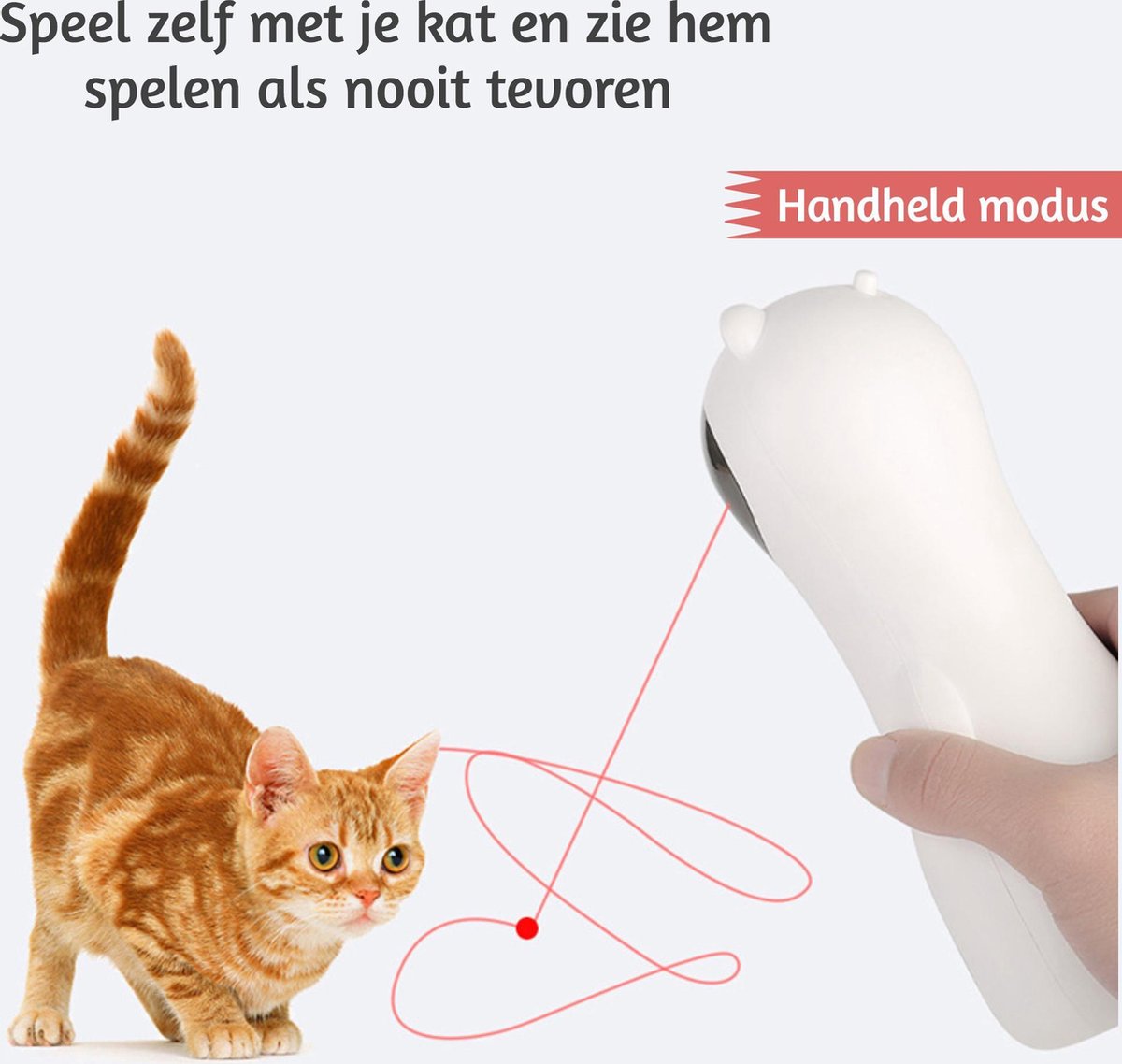 Merkloos Automatisch Kattenspeeltje Laser Intelligent Interactief Voor Katten – Laser Kat – 3 Verschillende Standen – Incl. Oplaadkabel – Geruisloze Motor