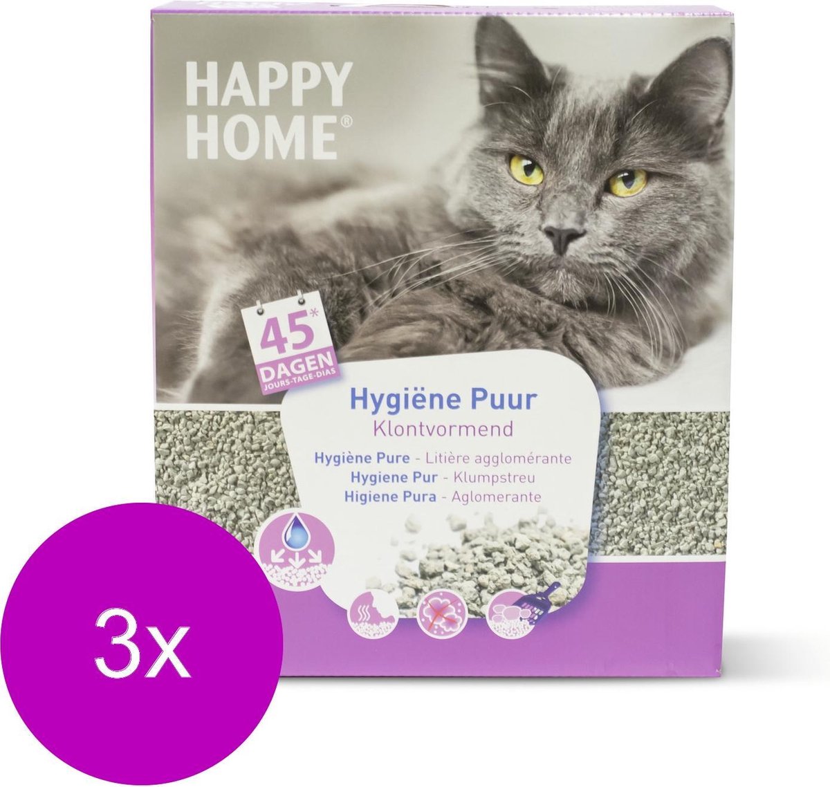  Happy Home Solutions Ultra Hygienic Pure - Kattenbakvulling - 3 X 10 L