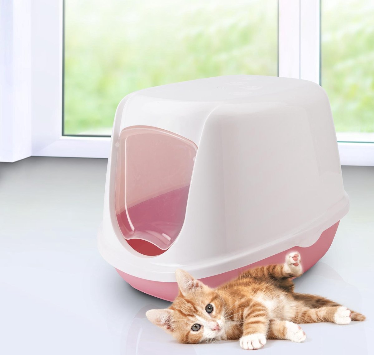 Beeztees Duchesse Kittenbak - Kattenbak - Roze/Wit - 44x35x32 Cm